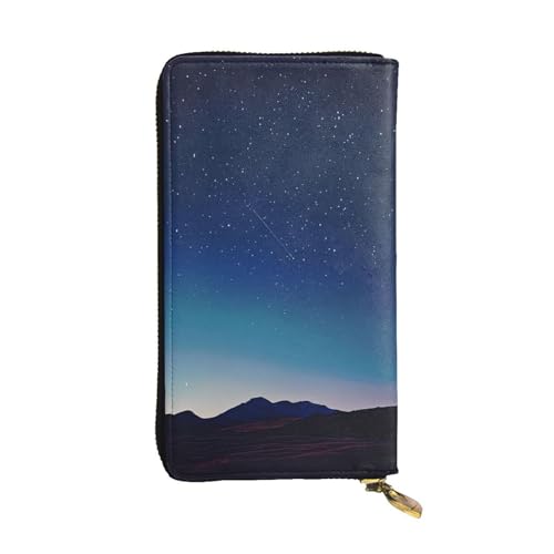 WZYWHJ Modische Damen Leder Lange Clutch Geldbörse mit mehreren Fächern und Reißverschluss Design Sternenhimmel Muster von WZYWHJ