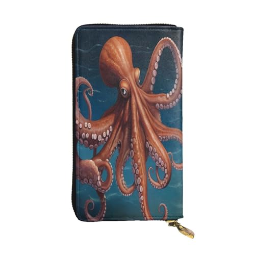 WZYWHJ Modische Damen Leder Lange Clutch Geldbörse mit mehreren Fächern und Reißverschluss Design Tiefsee Riesenmuster von WZYWHJ