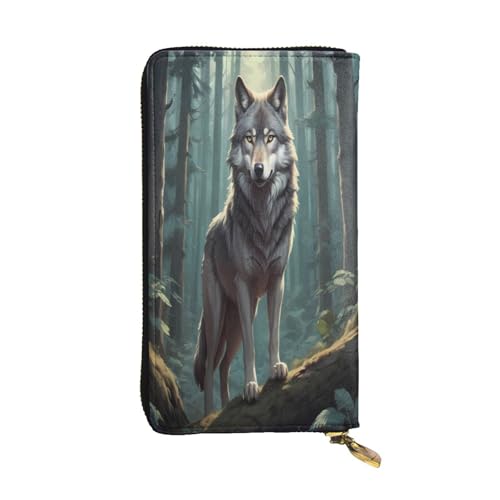 WZYWHJ Modische Damen Leder Lange Clutch Geldbörse mit mehreren Fächern und Reißverschluss Design Timberwolves Muster von WZYWHJ