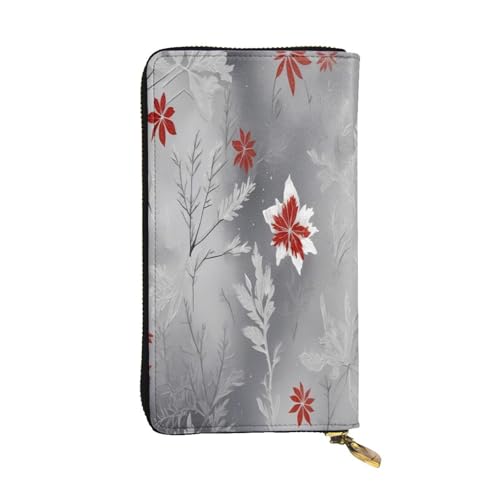 WZYWHJ Modische Damen Leder Lange Clutch Geldbörse mit mehreren Fächern und Reißverschluss Design skandinavisches Frostmuster von WZYWHJ