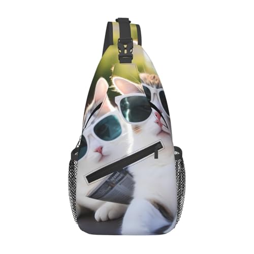WZYWHJ Niedliches Paar Katzen Druck Herren Casual Crossbody Brusttasche mit hoher Speicherkapazität und verstellbarem Schultergurt von WZYWHJ