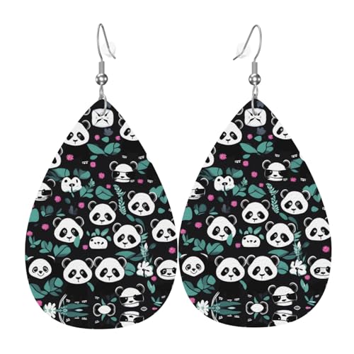 WZYWHJ Panda Cute Face Picture Damen Leder Ohrringe Einfache Wassertropfen Anhänger Mode Urlaub Geschenk von WZYWHJ