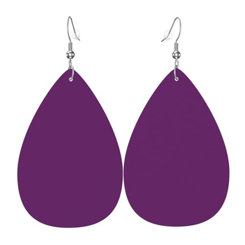 WZYWHJ Purple Picture Damen Leder Ohrringe Einfache Wassertropfen Anhänger Mode Urlaub Geschenk von WZYWHJ
