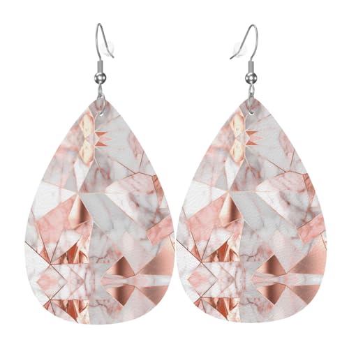 WZYWHJ Rose Gold Marmor Bild Damen Leder Ohrringe Einfache Wassertropfen Anhänger Mode Urlaub Geschenk von WZYWHJ