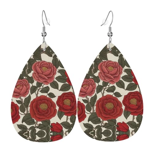 WZYWHJ Rose of the Season Prints Damen Leder Ohrringe Einfache Wassertropfen Anhänger Mode Urlaub Geschenk von WZYWHJ