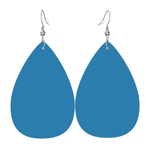 WZYWHJ Saphir Blue Prints Damen Leder Ohrringe Einfache Wassertropfen Anhänger Mode Urlaub Geschenk von WZYWHJ