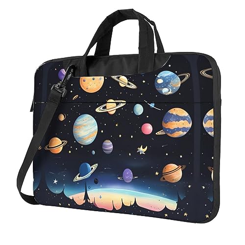 WZYWHJ Saturn Jupiter Earth Prints Laptoptasche – mit weichem Innenfutter, mehreren Taschen – ideal für Männer, Reisen und Business, Schwarz, 14 inch WZYWHJ Saturn Jupiter Earth Prints Laptoptasche – mit weichem Innenfutter, mehreren Taschen – ideal für Männer, Reisen und Business, Schwarz, 14 inch von WZYWHJ