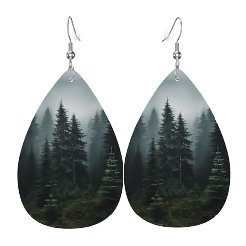 WZYWHJ Schöne Fichtenbaum Bild Damen Leder Ohrringe Einfache Wassertropfen Anhänger Mode Urlaub Geschenk von WZYWHJ
