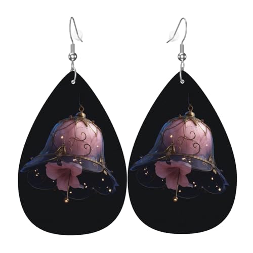 WZYWHJ Schöne Glocken Bild Damen Leder Ohrringe Einfache Wassertropfen Anhänger Mode Urlaub Geschenk von WZYWHJ