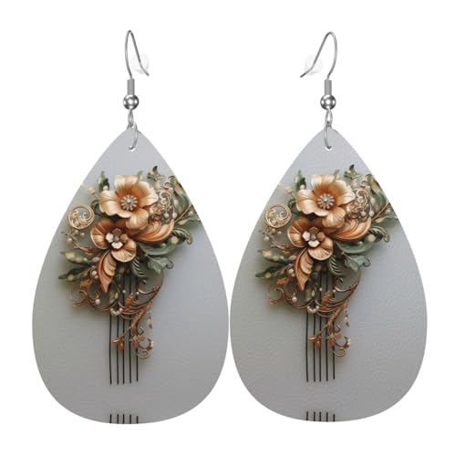 WZYWHJ Schöne Haarnadel-Bild, Damen-Leder-Ohrringe, einfacher Wassertropfen-Anhänger, modisches Urlaubsgeschenk von WZYWHJ