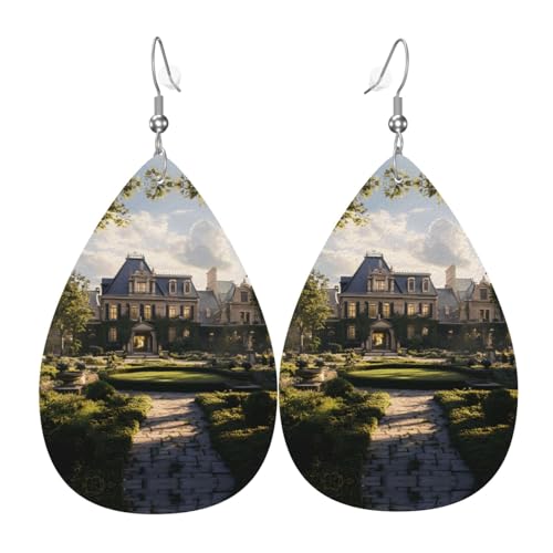 WZYWHJ Schöne Manor Prints Damen Leder Ohrringe Einfache Wassertropfen Anhänger Mode Urlaub Geschenk von WZYWHJ