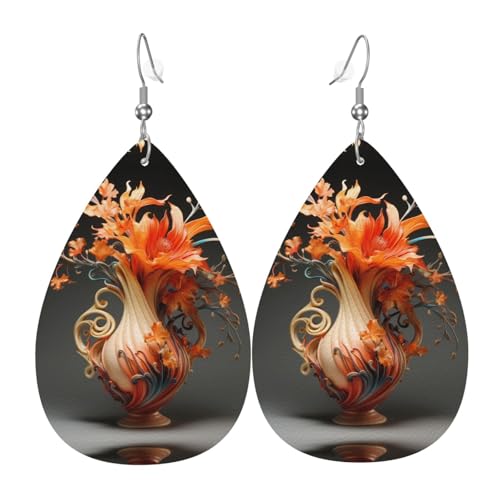 WZYWHJ Schöne Vase Bild Damen Leder Ohrringe Einfache Wassertropfen Anhänger Mode Urlaub Geschenk von WZYWHJ