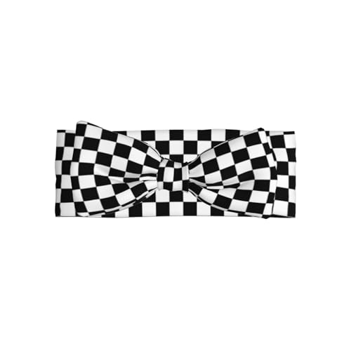 WZYWHJ Schwarz-weiß karierter Druck, Baby-Schleifen-Haarbänder und elastische, weiche Haar-Accessoires für Neugeborene und Mädchen von WZYWHJ