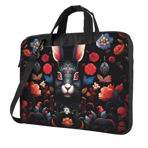 WZYWHJ Schwarze Laptoptasche mit Kaninchengesicht – mit weichem Innenfutter, mehreren Taschen – ideal für Männer, Reisen und Business, Schwarz, 14 inch WZYWHJ Schwarze Laptoptasche mit Kaninchengesicht – mit weichem Innenfutter, mehreren Taschen – ideal für Männer, Reisen und Business, Schwarz, 14 inch von WZYWHJ
