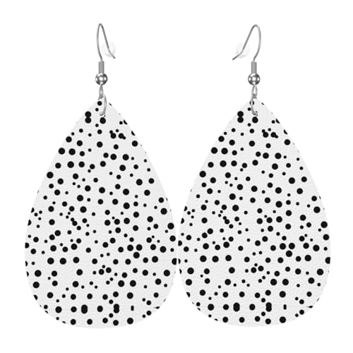 WZYWHJ Schwarze und weiße Polka Dot Prints Damen Leder Ohrringe Einfache Wassertropfen Anhänger Mode Urlaub Geschenk WZYWHJ Schwarze und weiße Polka Dot Prints Damen Leder Ohrringe Einfache Wassertropfen Anhänger Mode Urlaub Geschenk von WZYWHJ