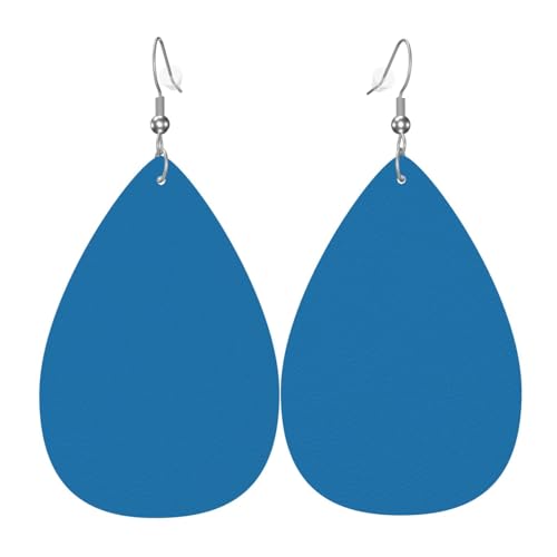 WZYWHJ Sky Blue Prints Damen Leder Ohrringe Einfache Wassertropfen Anhänger Mode Urlaub Geschenk von WZYWHJ