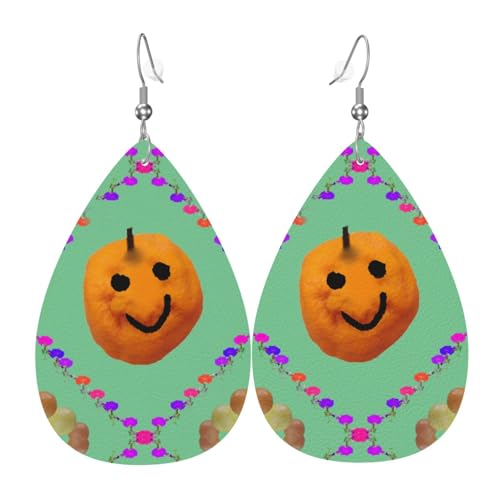 WZYWHJ Smiley Zitrusbild Damen Leder Ohrringe Einfache Wassertropfen Anhänger Mode Urlaub Geschenk von WZYWHJ