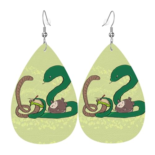 WZYWHJ Sonnenblumenkerne Regenwurm Schlange Bild Damen Leder Ohrringe Einfache Wassertropfen Anhänger Mode Urlaub Geschenk von WZYWHJ