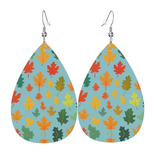 WZYWHJ Space Oak Leaf Prints Damen Leder Ohrringe Einfache Wassertropfen Anhänger Mode Urlaub Geschenk von WZYWHJ