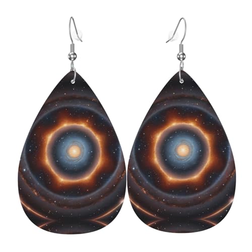 WZYWHJ Star Ring Universe Prints Damen Leder Ohrringe Einfache Wassertropfen Anhänger Mode Urlaub Geschenk von WZYWHJ