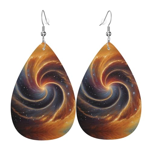 WZYWHJ Stern Ring Vortex Prints Damen Leder Ohrringe Einfache Wassertropfen Anhänger Mode Urlaub Geschenk von WZYWHJ