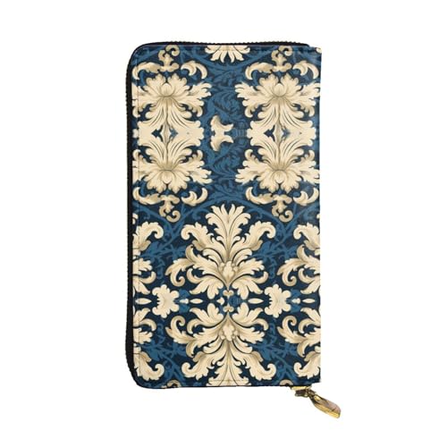 WZYWHJ Stilvolle Damast-Print-Ledergeldbörse – lange Clutch für Damen, strapazierfähiges Material, 12 Kartenfächer, Reißverschlussfächer, Schwarz, Einheitsgröße WZYWHJ Stilvolle Damast-Print-Ledergeldbörse – lange Clutch für Damen, strapazierfähiges Material, 12 Kartenfächer, Reißverschlussfächer, Schwarz, Einheitsgröße von WZYWHJ