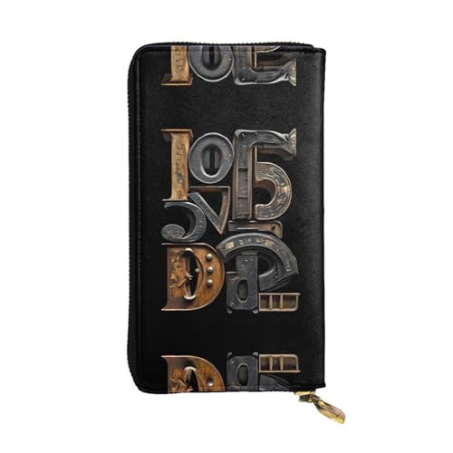 WZYWHJ Stilvolle Geldbörse aus Leder mit Aufdruck, lange Clutch für Damen, strapazierfähiges Material, 12 Kartenfächer, Reißverschlussfächer von WZYWHJ