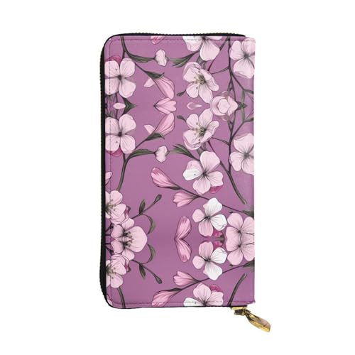 WZYWHJ Stilvolle Geldbörse aus Leder mit Azaleen-Motiv, lange Clutch für Damen, strapazierfähiges Material, 12 Kartenfächer, Reißverschlussfächer von WZYWHJ