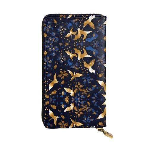 WZYWHJ Stilvolle Geldbörse aus Leder mit Dinosaurier-Druck, lange Clutch für Damen, strapazierfähiges Material, 12 Kartenfächer, Reißverschlussfächer, Schwarz, Einheitsgröße, Schwarz , Einheitsgröße von WZYWHJ