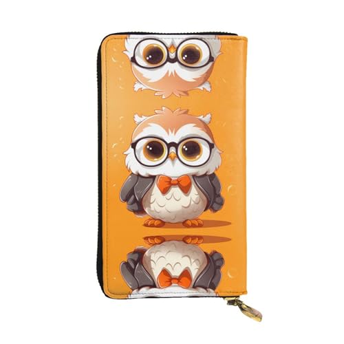 WZYWHJ Stilvolle Geldbörse aus Leder mit Eulenmotiv, lange Clutch für Damen, strapazierfähiges Material, 12 Kartenfächer, Reißverschlussfächer von WZYWHJ