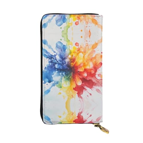 WZYWHJ Stilvolle Geldbörse aus Leder mit Explosionsdruck, lange Clutch für Damen, strapazierfähiges Material, 12 Kartenfächer, Reißverschlussfächer von WZYWHJ