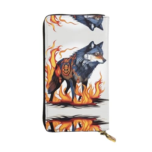 WZYWHJ Stilvolle Geldbörse aus Leder mit Feuerdruck – lange Clutch für Damen, strapazierfähiges Material, 12 Kartenfächer, Reißverschlussfächer von WZYWHJ