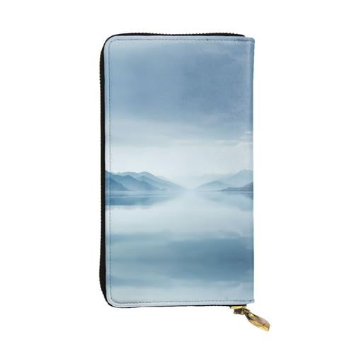 WZYWHJ Stilvolle Geldbörse aus Leder mit Giebelmuster, lange Clutch für Damen, strapazierfähiges Material, 12 Kartenfächer, Reißverschlussfächer von WZYWHJ