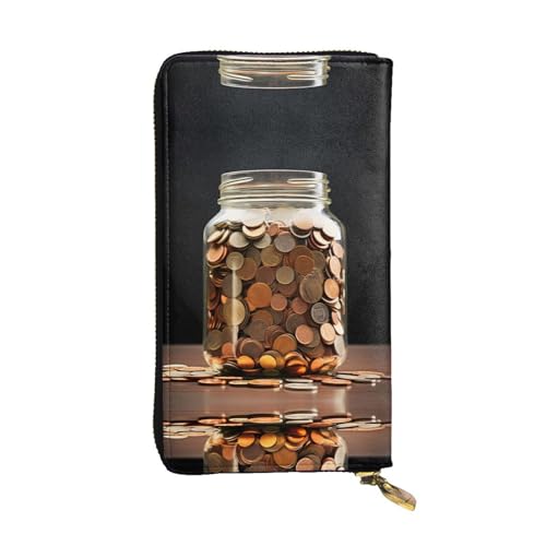 WZYWHJ Stilvolle Geldbörse aus Leder mit Goldmünzen, lange Clutch für Damen, strapazierfähiges Material, 12 Kartenfächer, Reißverschlussfächer von WZYWHJ