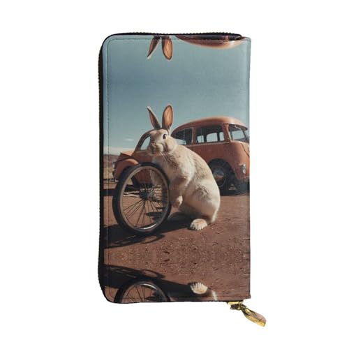 WZYWHJ Stilvolle Geldbörse aus Leder mit Hasenmotiv – lange Clutch für Damen, strapazierfähiges Material, 12 Kartenfächer, Reißverschlussfächer von WZYWHJ