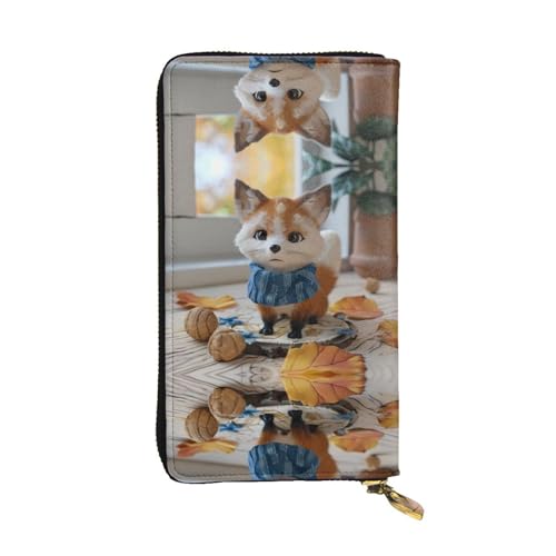 WZYWHJ Stilvolle Geldbörse aus Leder mit Katzen-Motiv, lange Clutch für Damen, strapazierfähiges Material, 12 Kartenfächer, Reißverschlussfächer, Schwarz, Einheitsgröße, Schwarz , Einheitsgröße von WZYWHJ