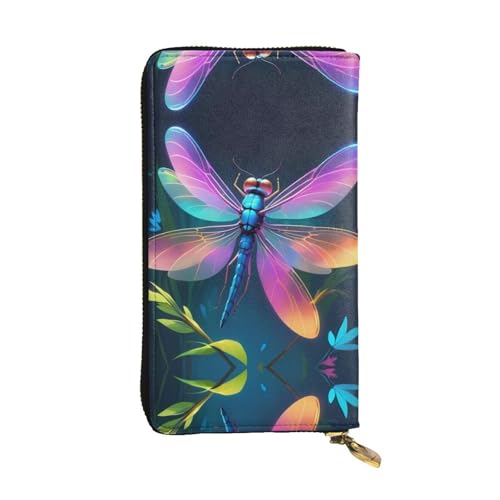 WZYWHJ Stilvolle Geldbörse aus Leder mit Libellen-Aufdruck, lange Clutch für Damen, strapazierfähiges Material, 12 Kartenfächer, Reißverschlussfächer WZYWHJ Stilvolle Geldbörse aus Leder mit Libellen-Aufdruck, lange Clutch für Damen, strapazierfähiges Material, 12 Kartenfächer, Reißverschlussfächer von WZYWHJ