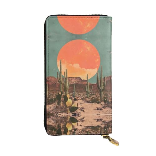 WZYWHJ Stilvolle Geldbörse aus Leder mit Retrodruck, lange Clutch für Damen, strapazierfähiges Material, 12 Kartenfächer, Reißverschlussfächer von WZYWHJ