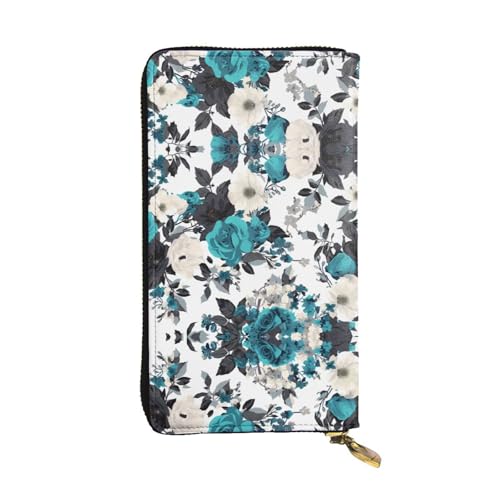 WZYWHJ Stilvolle Geldbörse aus Leder mit Rosenmuster, lange Clutch für Damen, strapazierfähiges Material, 12 Kartenfächer, Reißverschlussfächer von WZYWHJ