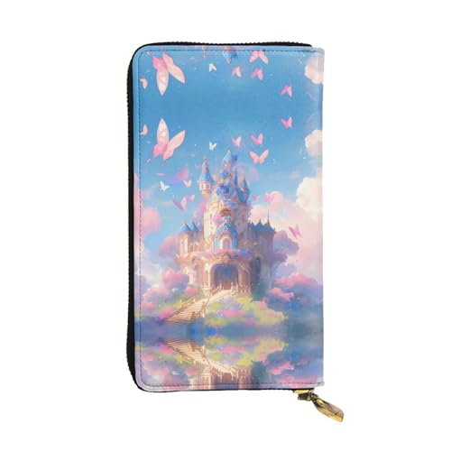 WZYWHJ Stilvolle Geldbörse aus Leder mit Schmetterlingsschloss, lange Clutch für Damen, strapazierfähiges Material, 12 Kartenfächer, Reißverschlussfächer von WZYWHJ