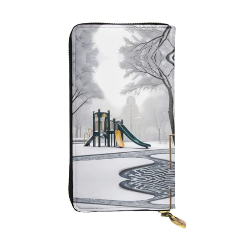 WZYWHJ Stilvolle Geldbörse aus Leder mit Schneeschieber – lange Clutch für Damen, strapazierfähiges Material, 12 Kartenfächer, Reißverschlussfächer von WZYWHJ