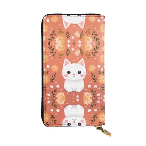 WZYWHJ Stilvolle Geldbörse aus Leder mit Tieraufklebern – lange Clutch für Damen, strapazierfähiges Material, 12 Kartenfächer, Reißverschlussfächer von WZYWHJ