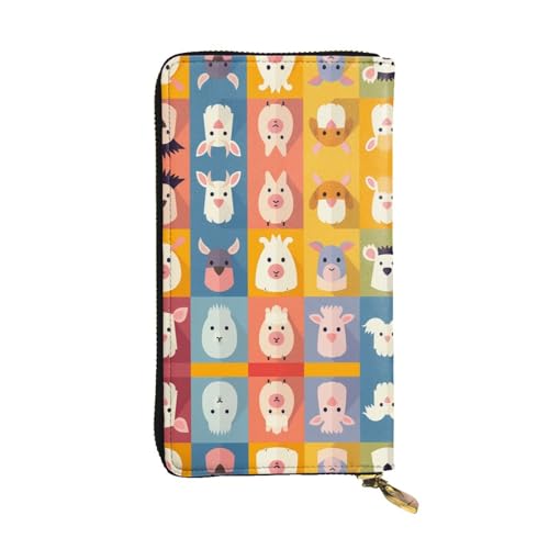 WZYWHJ Stilvolle Geldbörse aus Leder mit Tierbildern, lange Clutch für Damen, strapazierfähiges Material, 12 Kartenfächer, Reißverschlussfächer von WZYWHJ