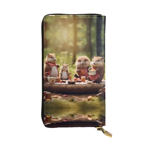 WZYWHJ Stilvolle Geldbörse aus Leder mit Tiermotiven, lange Clutch für Damen, strapazierfähiges Material, 12 Kartenfächer, Reißverschlussfächer von WZYWHJ