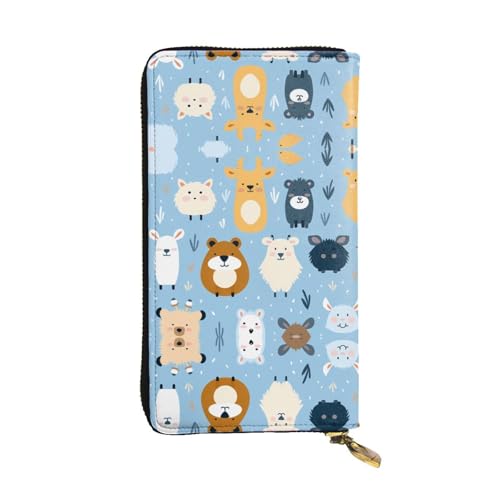 WZYWHJ Stilvolle Geldbörse aus Leder mit Tierzeichnung, lange Clutch für Damen, strapazierfähiges Material, 12 Kartenfächer, Reißverschlussfächer von WZYWHJ