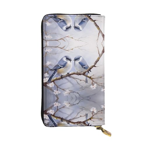 WZYWHJ Stilvolle Geldbörse aus Leder mit Vogelmotiv – lange Clutch für Damen, strapazierfähiges Material, 12 Kartenfächer, Reißverschlussfächer von WZYWHJ