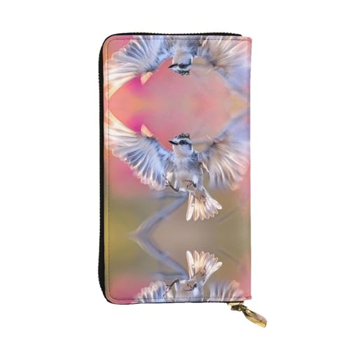 WZYWHJ Stilvolle Geldbörse aus Leder mit Vogelmotiv – lange Clutch für Damen, strapazierfähiges Material, 12 Kartenfächer, Reißverschlussfächer von WZYWHJ