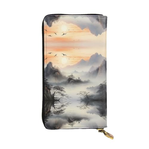 WZYWHJ Stilvolle Geldbörse aus Leder mit Vogelmotiven, lange Clutch für Damen, strapazierfähiges Material, 12 Kartenfächer, Reißverschlussfächer von WZYWHJ