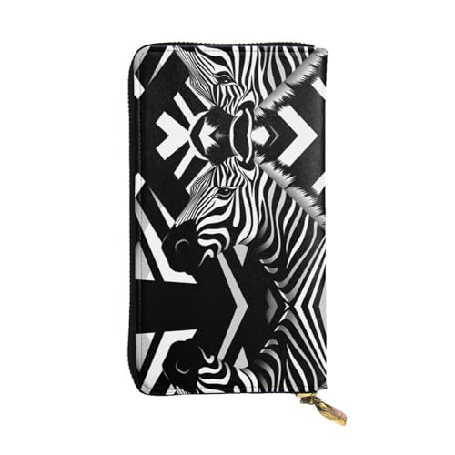 WZYWHJ Stilvolle Geldbörse aus Leder mit Zebramuster, lange Clutch für Damen, strapazierfähiges Material, 12 Kartenfächer, Reißverschlussfächer von WZYWHJ