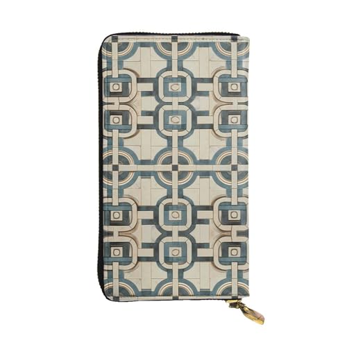 WZYWHJ Stilvolle Geldbörse aus Leder mit rundem Verbindungsmuster – lange Clutch für Damen, strapazierfähiges Material, 12 Kartenfächer, Reißverschlussfächer von WZYWHJ